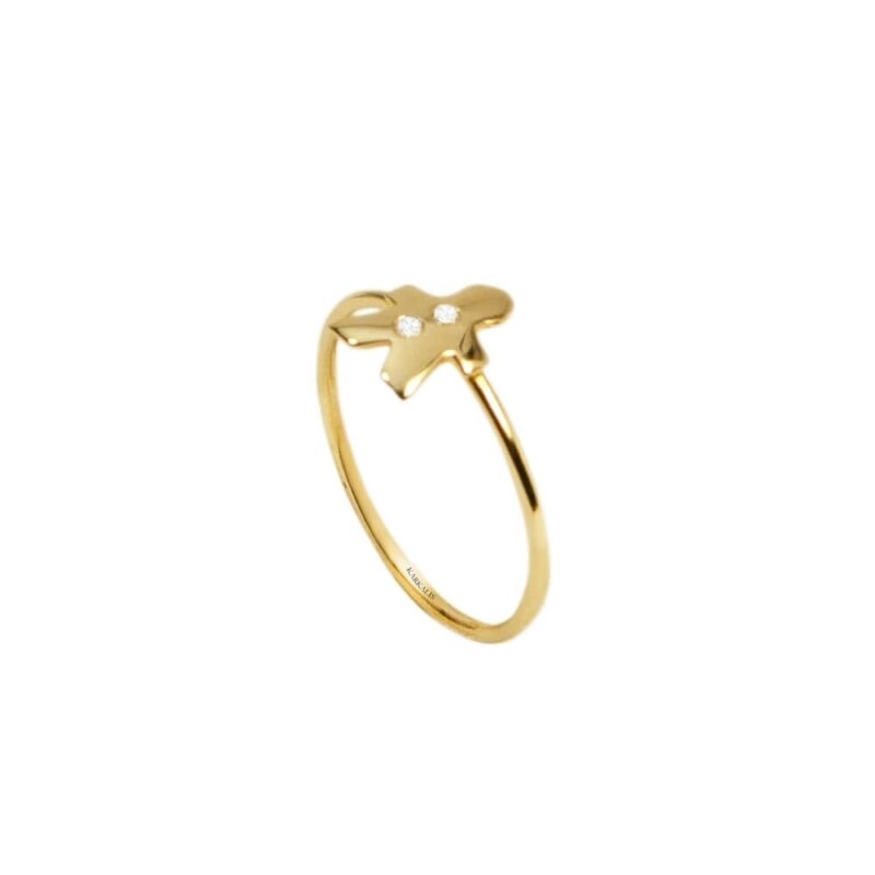 Gold Ring K18, Diamonds 0.015 ct. -0