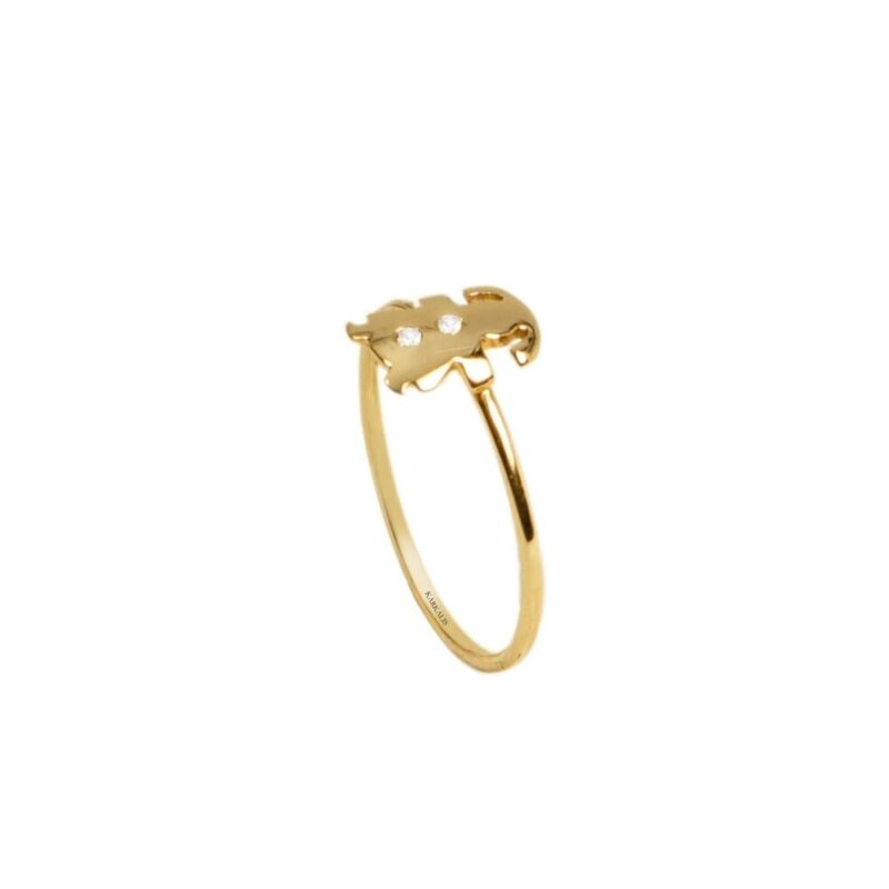Gold Ring K18, Diamonds 0.01 ct. -0