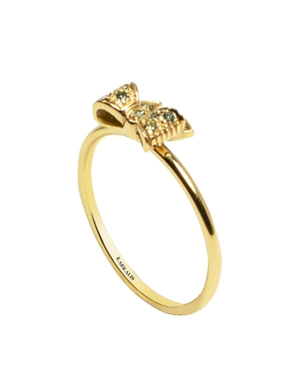Gold Ring K18, Diamonds 0.08 ct.-0