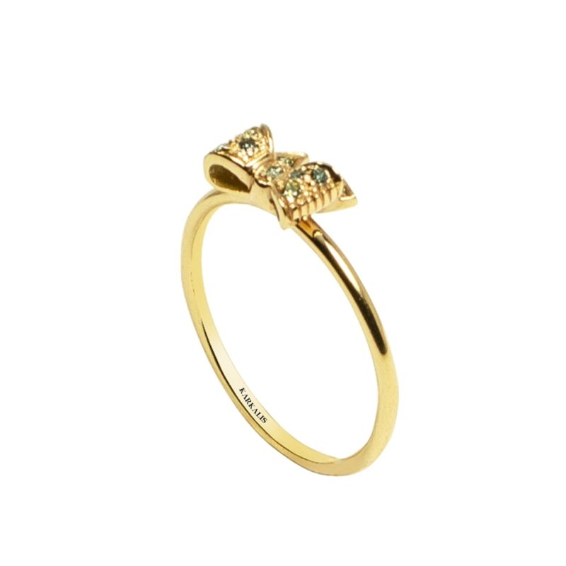 Gold Ring K18, Diamonds 0.08 ct.-0