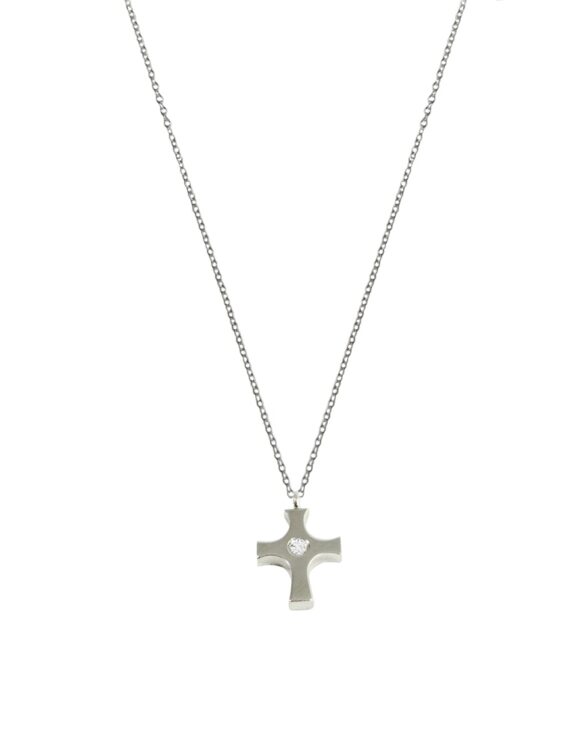 Gold K18 Diamond Cross 0.04 ct-0