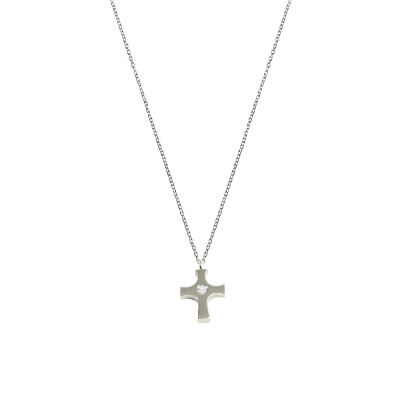 Gold K18 Diamond Cross 0.04 ct-0