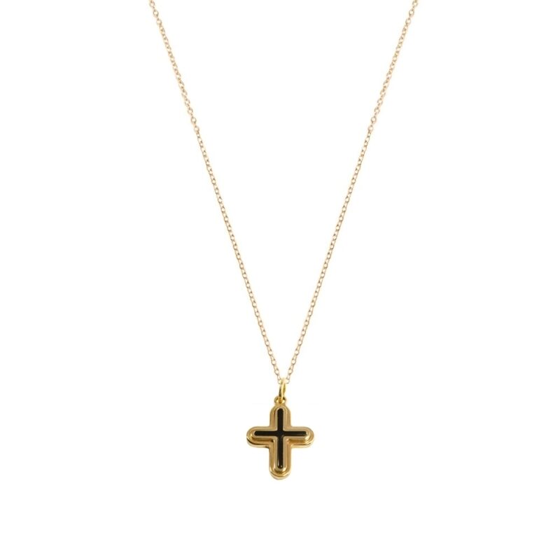 Gold K18 Diamond Cross -0
