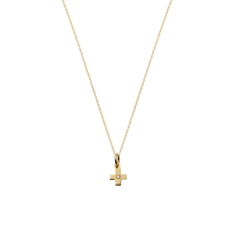 Gold K18 Diamond Cross 0.01 ct. -0