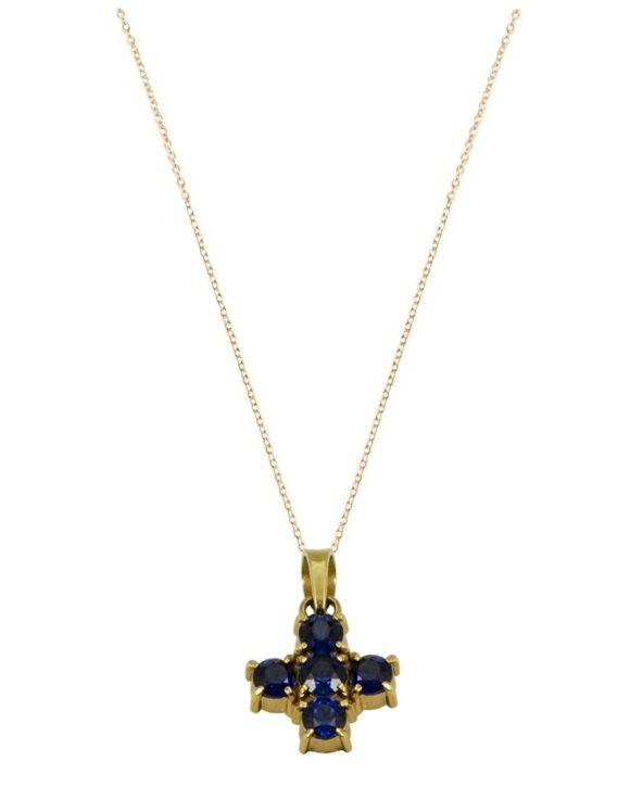 Gold Diamond Cross K18 Sapphire 1.00 ct. -0