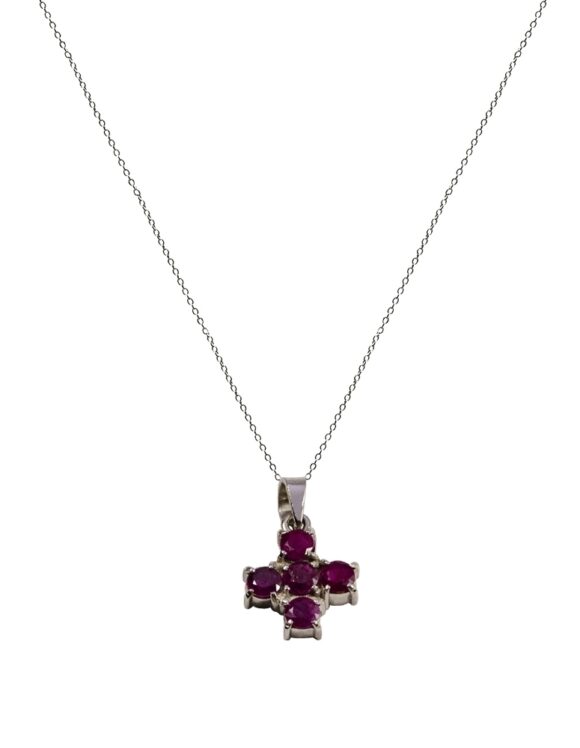 Gold Diamond Cross K18 Ruby 1.00 ct. -0