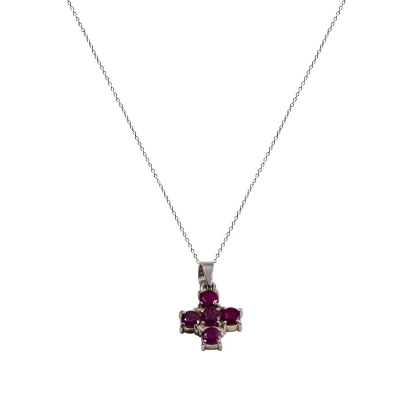 Gold Diamond Cross K18 Ruby 1.00 ct. -0