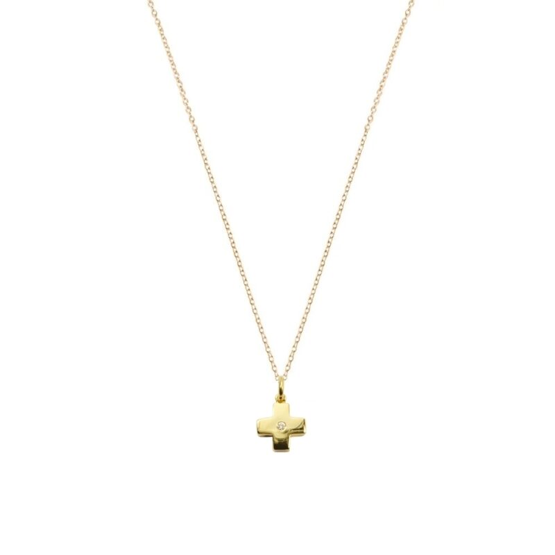 Gold K18 Diamond Cross 0.02 ct-0