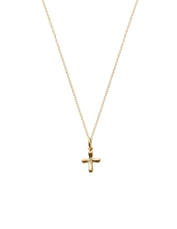 Gold K18 Diamond Cross 0.01 ct. -0