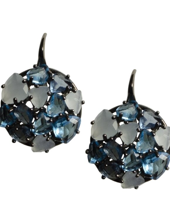 Silver Earrings 925, Quartz and Blue Topaz -0