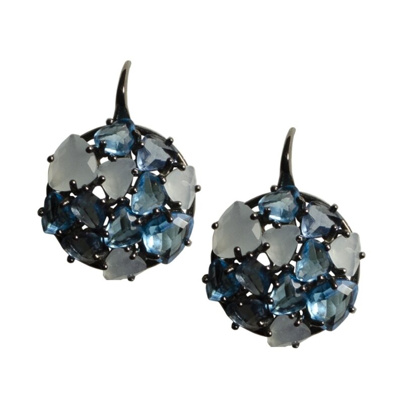 Silver Earrings 925, Quartz and Blue Topaz -0