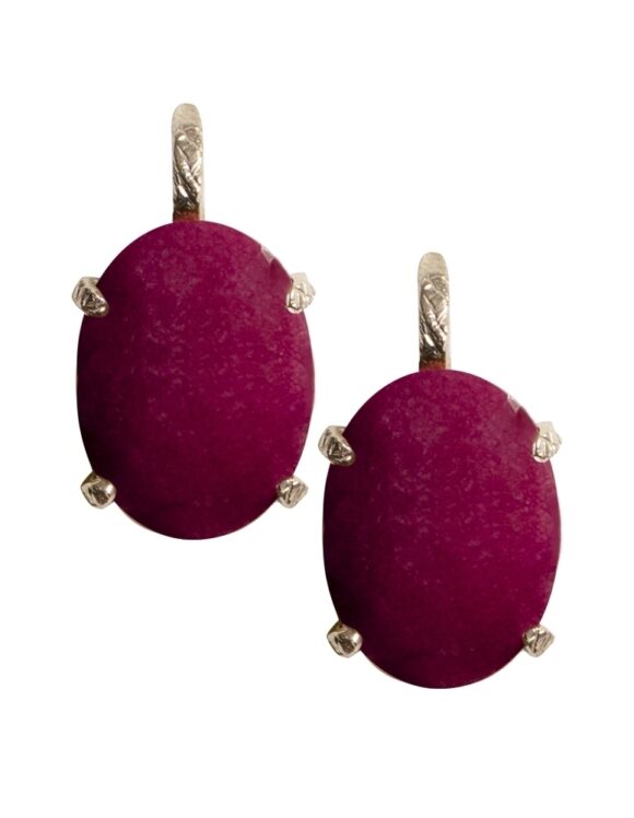 Silver Earrings 925, Ruby and Quartz-0