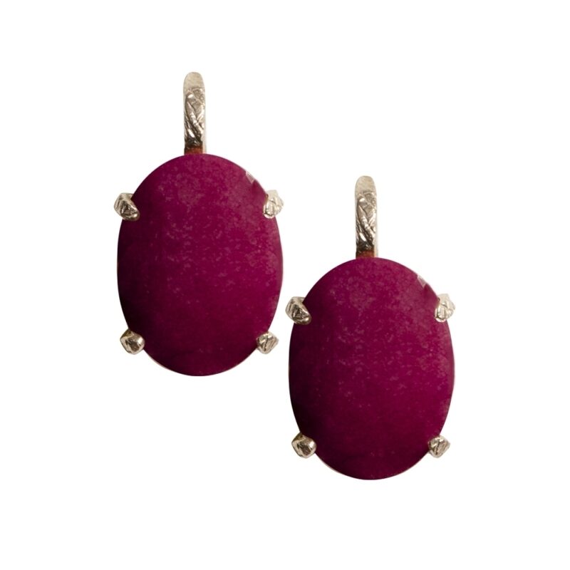 Silver Earrings 925, Ruby and Quartz-0