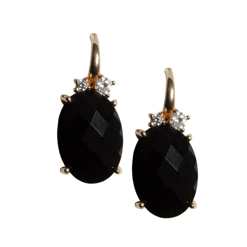 Silver Earrings 925, Onyx-0