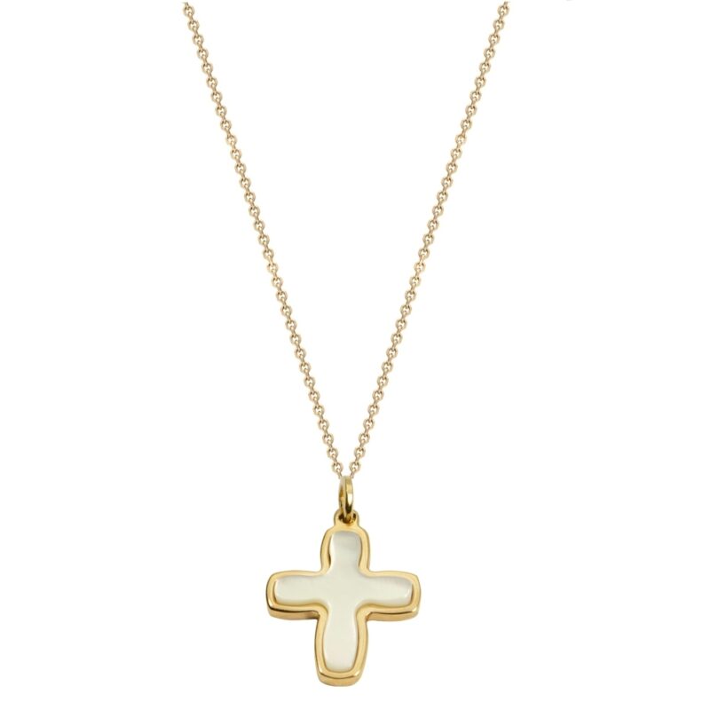 Gold K18 Cross with Pearl-0